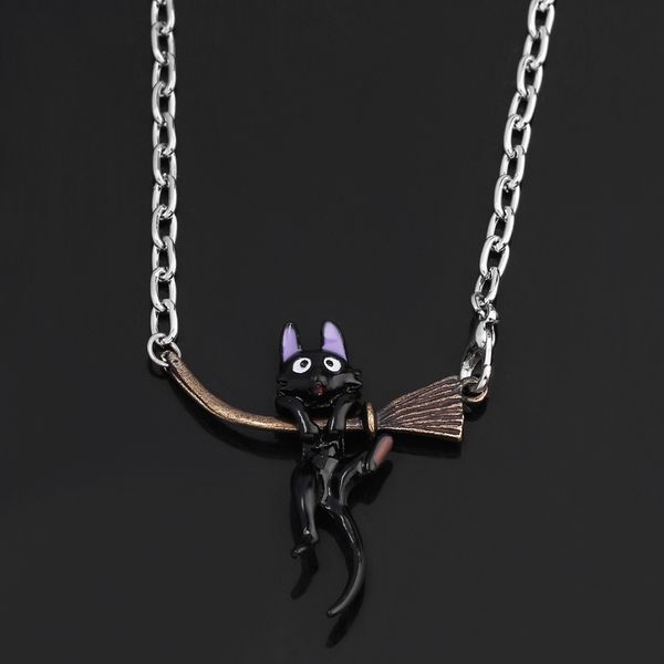 

wholesale personalized black cat wizard element design metal necklace with pendant fashion trend gift anniversary party, Silver