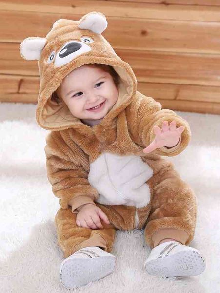 

baby boy cartoon 3d ear patched hooded jumpsuit she, Blue