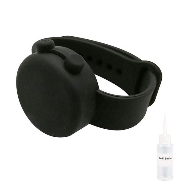 

wristband hand sanitizer dispenser sanitizer, wearable portable empty dispenser,silicone refillable wr wrist support, Black;red