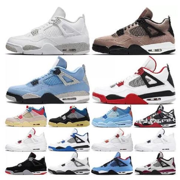 

men basketball shoes 4s diy shimmer university blue white oreo black cat fire red purple womens mens sports sneakers trainers 5.5-13