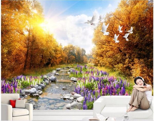 

custom mural 3d po wallpaper beautiful forest lavender landscape home decor bedroom wall murals for 3 d wallpapers