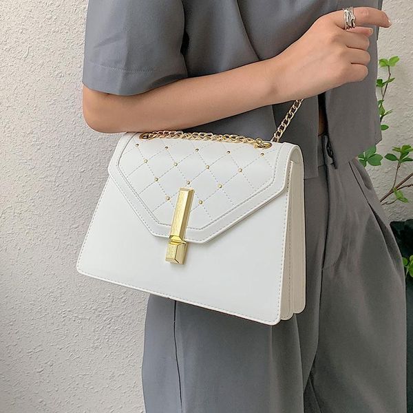 

evening bags quilted chain small shoulder for women diamond lattice crossbody bag leather square ladies messenger white handbags sac1