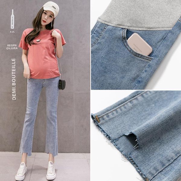 

maternity bottoms spring summer clothes ninth pants jeans for pregnant women skinny denim stretch pregnancy pant, White