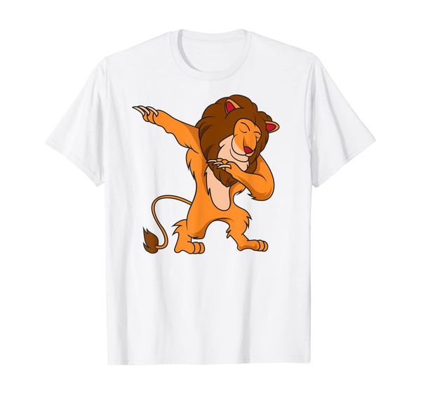 

funny dabbing lion lover - cool lion safari party gift t-shirt, White;black