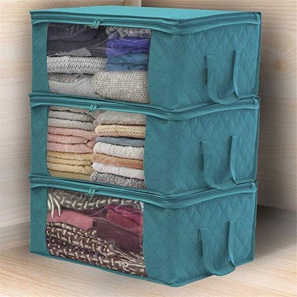 

storage bags 3pcs wardrobe organizer bag clothing clothes blanket quilt closet box home foldable organization wash moisture-proof