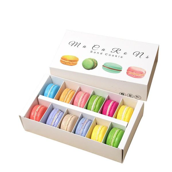 

gift wrap 100pcs/lot 12 cups paper macaron box packaging drawer type biscuit pastry chocolate cake boxes for wedding party