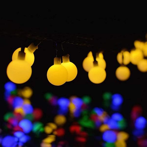 

strings outdoor garland street led bulb solar powered string light waterproof night lights crystal balls fairy for garden decor