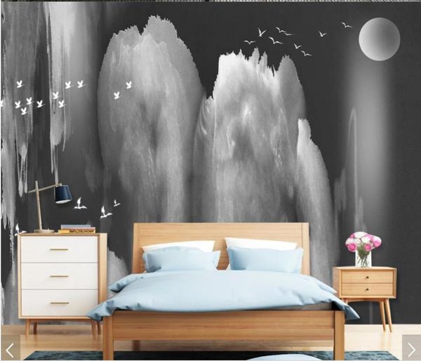 

wallpapers custom wallpaprs 3d murals wallpaper for living room black and white mood landscape background wall