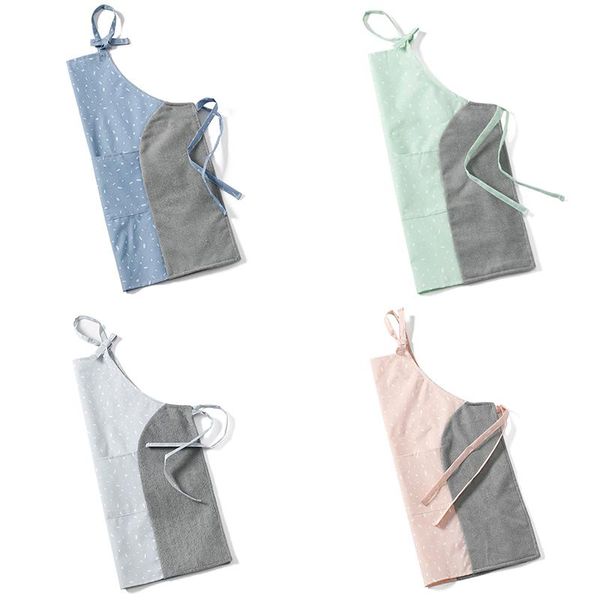 

aprons women's apron kitchen cooking and dishwashing oil-proof large pocket housework