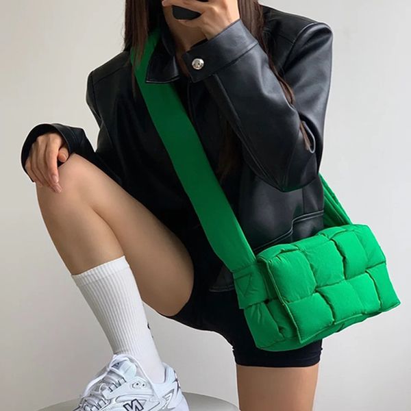 

new nylon padded shoulder bag stitching woven messenger bag famous designer women crossbody bags cotton handbags