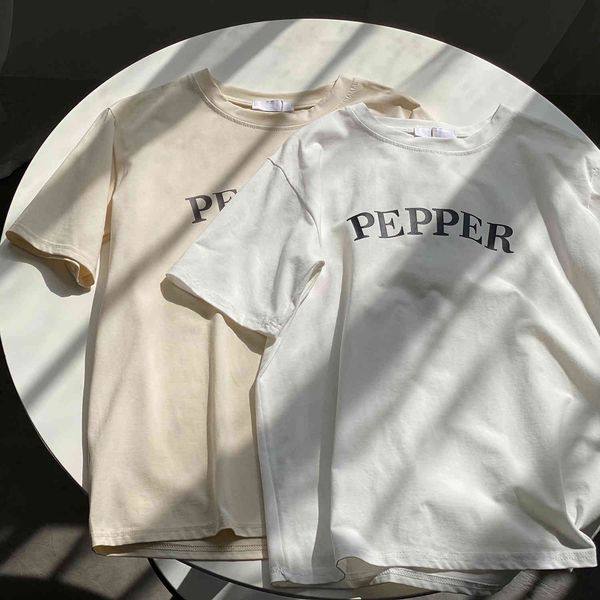 

tee 2021 letter print summer cotton white o-neck short t shirts women blusa