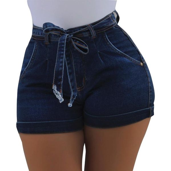 

women's shorts liooil ladies short jeans 2021 fashion cotton blue jean high waist women summer lace-up pockets denim woman, White;black