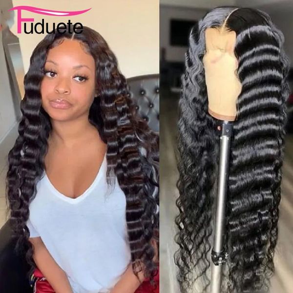 

lace wigs fuduete loose deep wave wig front human hair 4x4/5x5 closure body brazilian pre plucked remy, Black;brown