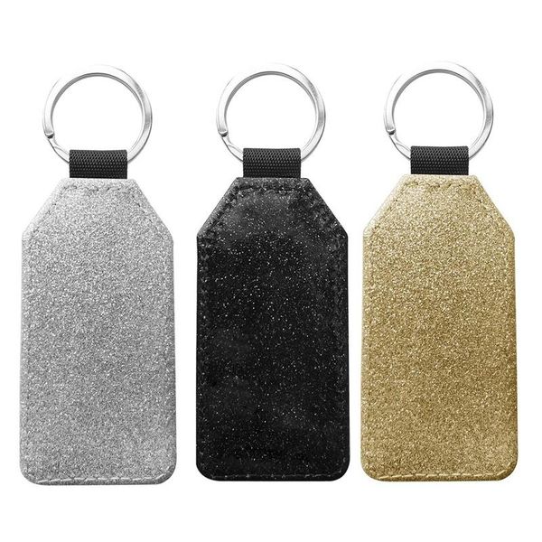 

keychains 10 pack sublimation blanks keychain glitter pu leather diy heat transfer keyring, Silver