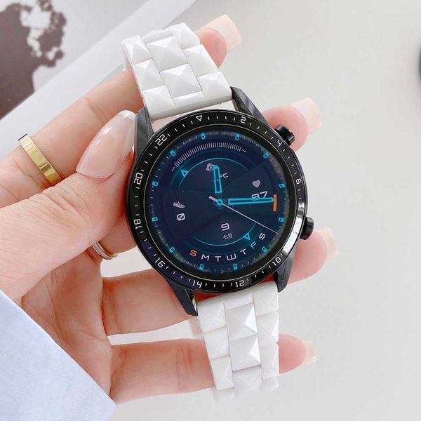 

luxury ceramic watch band quick release 18mm 20mm 22mm watch strap with butterfly clasp watch bracelet for women men white h0915, Silver