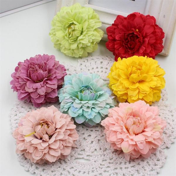 

decorative flowers & wreaths 5pcs/lot artificial silk dahlia daisy flower heads 7cm chrysanthemum for home wedding party decoration handmade