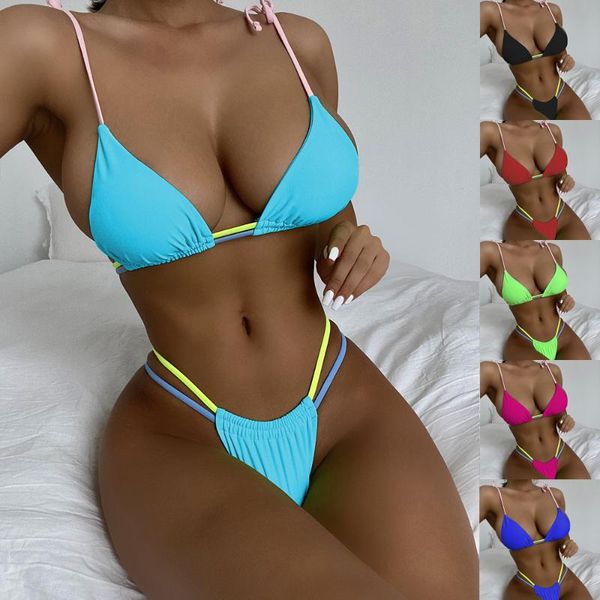 

women's swimwear bandage bikini women 2021 two pieces swimsuit female strappy set brazilian bathing suits summer beach wear, White;black