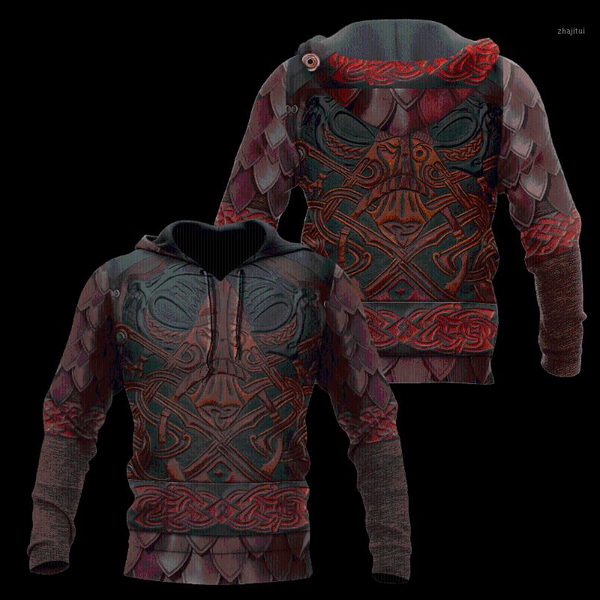 

men's hoodies & sweatshirts viking armor 3d all over printed hoodie for men/women harajuku fashion retro hooded sweatshirt casual jacke, Black