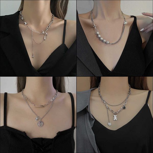 

pearl stitching love tassel necklace for women's minority design, Silver