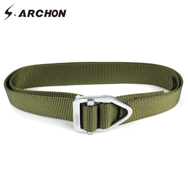 

belts s.archon alloy buckle quick dry nylon tactical men heavy duty army combat waist belt military for casual pants, Black;brown