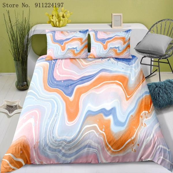 

bedding sets colored marble printed duvet cover set fashion luxury halo dye quilt double full  king size bedclothes