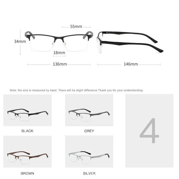 

fashion sunglasses frames simvey prescription glasses frame mens business style square aluminum myopia eyeglasses for men, Black