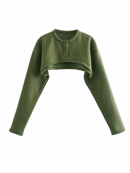

women's hoodies & sweatshirts sweatshirt women crop long sleeve ladies short with button solid crochet pullover female clothes outwear, Black
