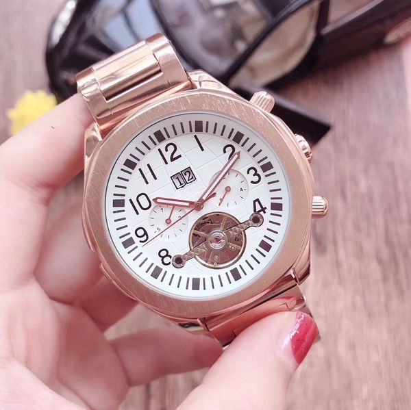 

2021 new fashion temperament watch various colors business casual men's stainless steel sports version, Slivery;brown