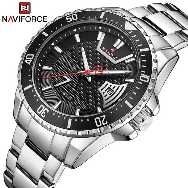 

wristwatches naviforce classic fashion casual brand male watches waterproof big dial quartz date clock with luminous hands relogio masculino, Slivery;brown