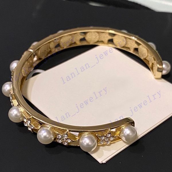 

l-c10 designer bracelets five pointed star pearl opening bracelet good quality with logo luxury jewelry, Golden;silver