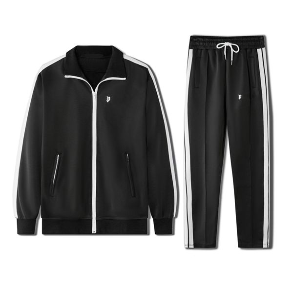 

new brand designers tracksuit men luxury winter sportswear hoodies coat loose mens tracksuits zipper sets plus size coat pant l001, Gray