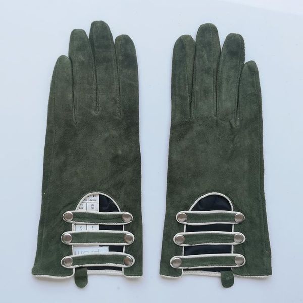 

five fingers gloves gours genuine leather for women winter keep warm green real suede super discount clearance sale kcl, Blue;gray