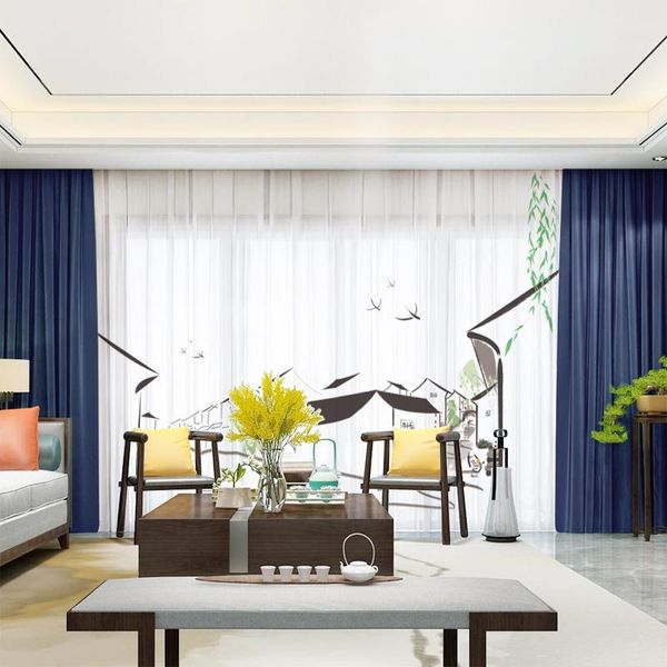 

curtain & drapes custom chiffon sheer window drape for bedroom living room tree house birds khaki gray brown pink blue