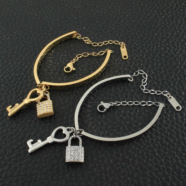 

beizobe women's stainless steel bracelets, jewelry, keys and locks, fashion gifts, Golden;silver