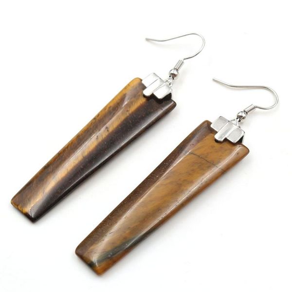 

silver plated geometric shape tiger eye stone drop earrings for women rose pink quartz jewelry dangle & chandelier