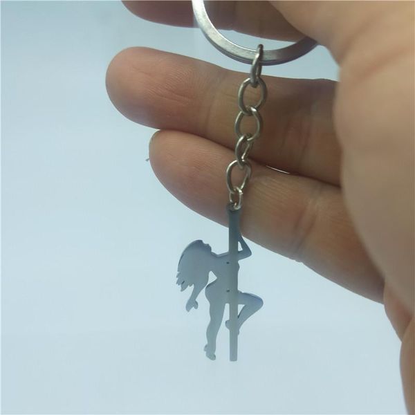 

keychains stainless steel pole dancer pendant keychain strip gift for bachelorette party women jewellery, Silver
