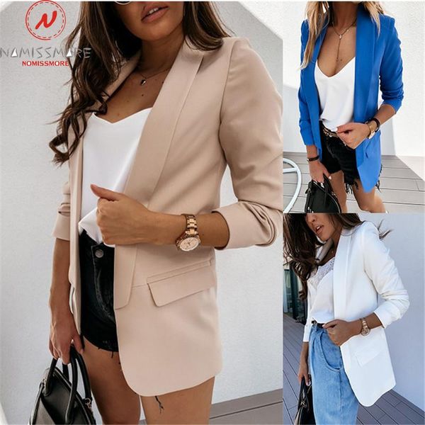 

women's jackets fashion women spring autumn solid color suits patchwork design turn-down collar long sleeve slim cardigan coat, Black;brown