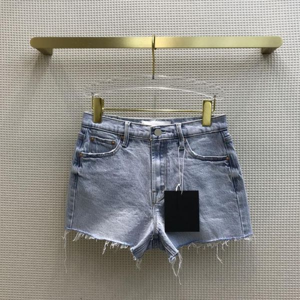 

summer women's leisure style simple and versatile washing water love edging denim shorts jeans, Blue
