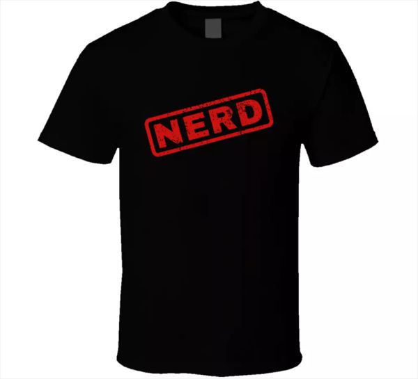 

juniors nerd tee text stamp watermark vector vintage men's t shirt new, White;black