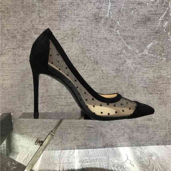 

dress shoes doris fanny luxury brand women pumps black mesh dot point toe high heels shoes party 95sf