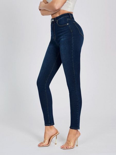 

tall high waist slant pocket skinny jeans h2r7#, Blue