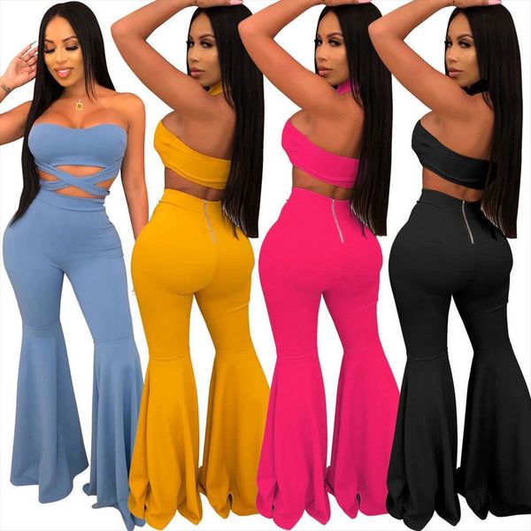 

fashion multicolor wrapped chest womens tracksuits two piece suit zipper big horn nightclub set, Gray