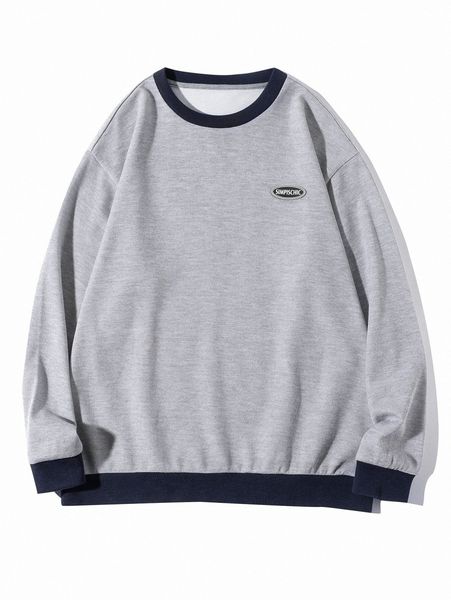 

men patch detail contrast trim sweatshirt f2jf#, Black