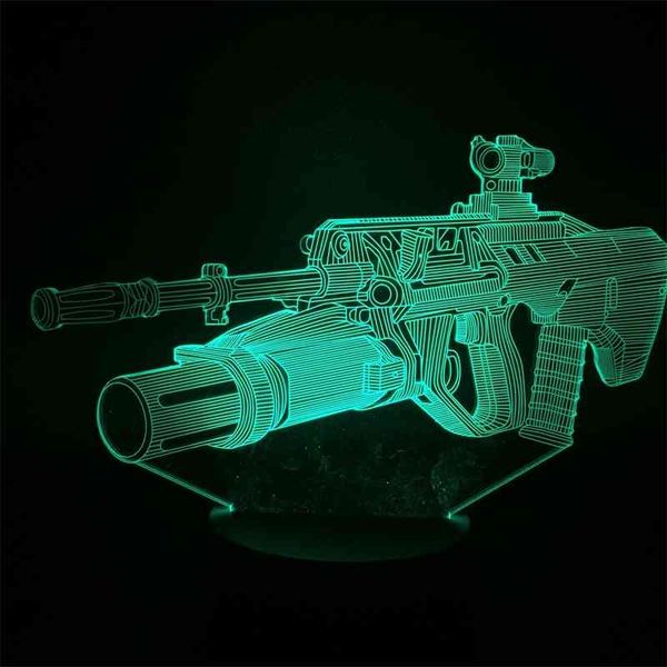 

special 3d light colorful remote control led table lamp night weapon sniper gun of fortress