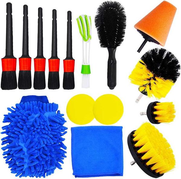 

car sponge 15 pcs cleaning washing detailing brushes kit
