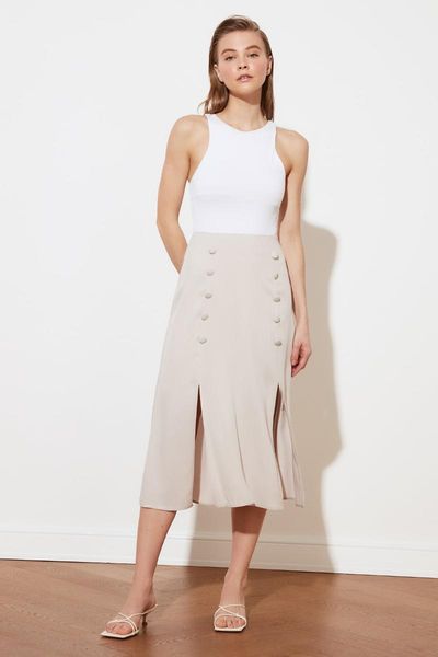 

skirts trendyol button detail skirt twoss21et0472, Black