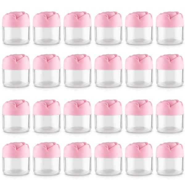 

storage bottles & jars 24pcs rose gram pot round plastic cosmetic container jar with lids for travel sample empty pink