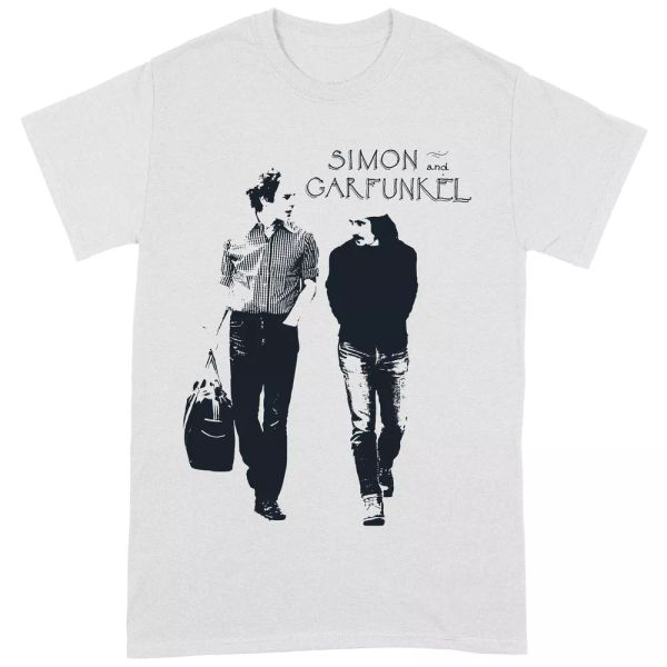 

simon & garfunkel walking official logo t-shirt men unisex, White;black