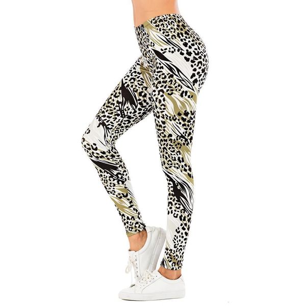 

brand fashion pants womens legging mid leopard print fitness leggins slim legins soft and stretchy leggings, Black