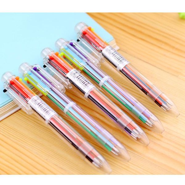 

ballpoint pens multicolor pen stationery press 6 color oil for office school students supplies gift writing, Blue;orange